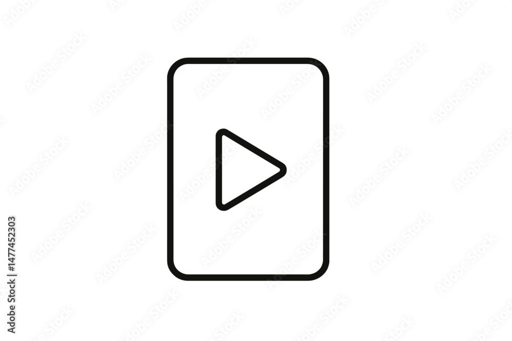 Poster vector icon representing a play button on a rectangular background designed for digital media applic