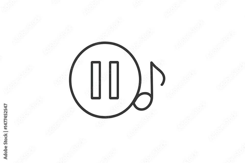 Poster pause button with musical note symbolizing a break in music playback to enhance user interaction and