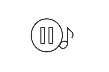 Obraz premium Pause button with musical note symbolizing a break in music playback to enhance user interaction and experience in digital applications