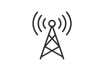 Vector icon of a communication tower representing signal transmission and wireless connectivity in modern technology