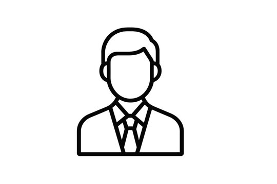 Vector icon depicting a professional man in formal attire with a tie, suitable for business-related themes and presentations