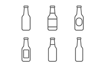 Vector icon set of various bottle designs showcasing simple, elegant outlines suitable for various applications in graphic design