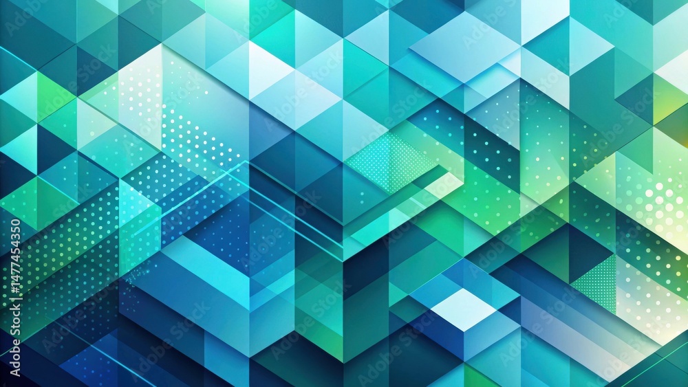 Aufkleber abstract geometric hexagon pattern design featuring vibrant teal, blue, and green hues with subtle g