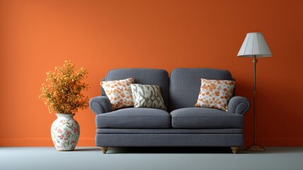 Cozy living room design urban apartment interior decor modern environment eye-level view comfort concept