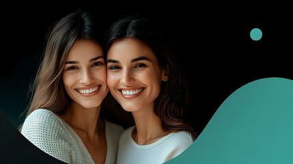 Smiling women close up portrait bright lighting happy faces