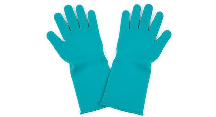 Obraz premium Pair of Teal Protective Gloves, Isolated on White Background