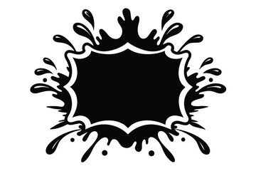 A black blot in the center resembles a splash frame on the white page