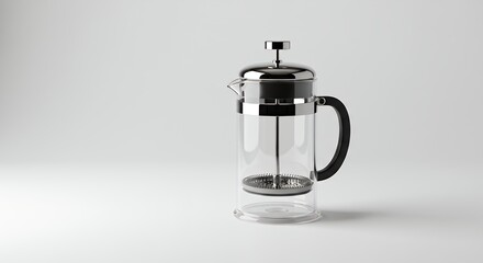Obraz premium Sleek French Press Coffee Maker on White Background