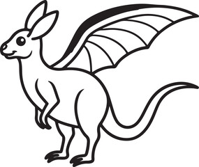 Flying bat illustration in outline style, ideal for Halloween designs or nocturnal animal themes