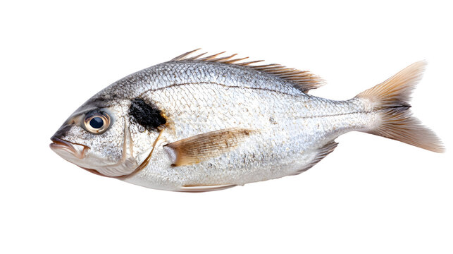 Fresh Raw Sea Bream Fish Isolated on White Background