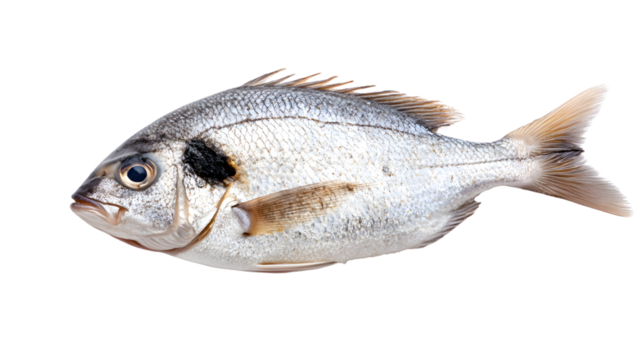 Fresh Raw Sea Bream Fish Isolated on White Background
