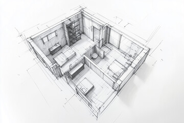 Architectural Sketch Of A Two Room Apartment