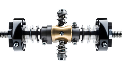 Professional Shock Absorber Suspension System Isolated on White Background