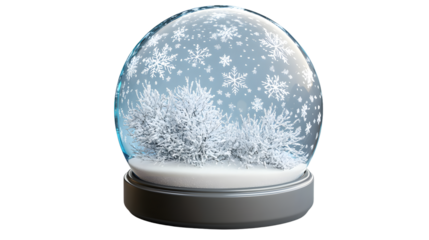 Snow Globe with Snowflakes on White Background - Festive Winter Decoration