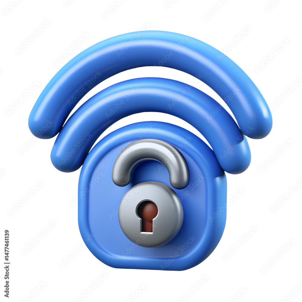 Poster 3d rendering icon illustrating secure and private wireless network access and protecting internet co