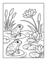 Cute Frog Coloring Page