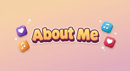 About Me Illustration Heart Music Notes Elements