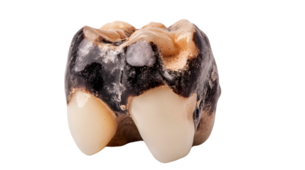 Rotten Tooth Decay on White Background - Dental Health Concept