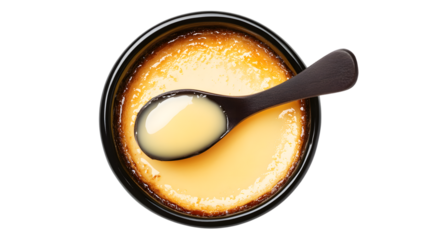 Delicious Top View of Traditional French Creme Brulee with Vanilla Cream