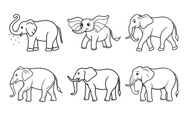 set of elephant Icon. Elephant Flat vector illustration Set. 