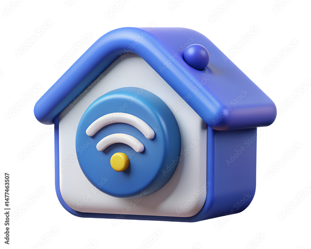 Poster a visually appealing 3d rendering icon representing smart home connectivity with wi-fi symbol for in