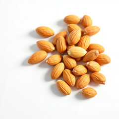 Fototapeta premium A collection of shelled almonds in their natural, raw state, artfully arranged and ready to nourish. The close-up shot showcases the delicate texture and subtle beauty of these nutritious gems.