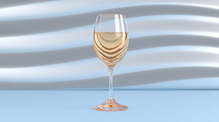 Elegant White Wine Glass on Abstract Background.