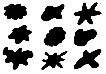 Naklejka premium set of black blob designs playful curves useful for modern and creative layouts.eps