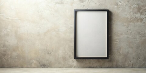 Blank canvas in a simple black frame against a textured wall background, ready for your design or artwork.