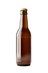 Isolated Brown Glass Beer Bottle
