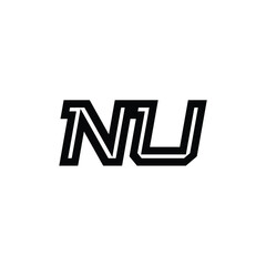 Obraz premium NU monogram logo design letter text name symbol monochrome logotype alphabet character simple logo