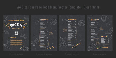 New Food menu template. Creative outline food menu template design.