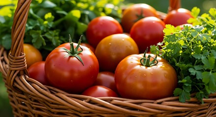 Tomatoes in Wicker Basket
