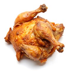 Fried chicken carcass isolated on white background