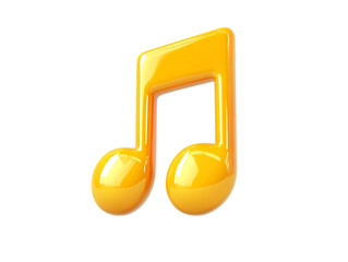 3d Rendering yellow Music Note on png