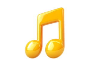 3d Rendering yellow Music Note on png
