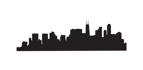 Abstract black city skyline silhouette vector illustration. Modern urban landscape design, ideal for web, print, and branding. Clean, minimalist cityscape graphic.