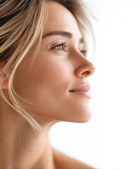 Fototapeta premium Elegant Woman with Smooth Skin and Bright Eyes