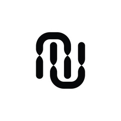 Obraz premium NU monogram logo design letter text name symbol monochrome logotype alphabet character simple logo