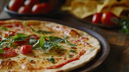 A close-up of a gourmet dish featuring a creamy base topped with colorful diced vegetables, including yellow and orange pieces, alongside crunchy roasted nuts and fresh herbs.