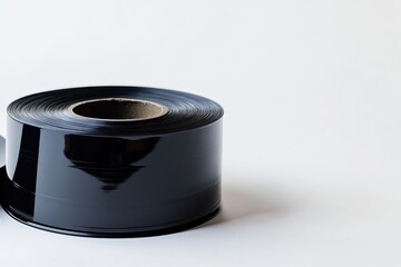 Rolled black plastic ribbon