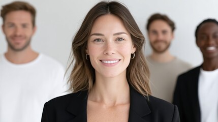 Fototapeta premium Confident Businesswoman Leading a Team with a Bright Smile