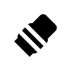Black and white icon representing a rectangular object with three diagonal lines and rounded corners design