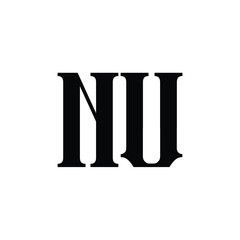 NU monogram logo design letter text name symbol monochrome logotype alphabet character simple logo