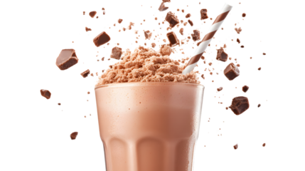 High-Quality Protein Shake Powder on White Background for Fitness and Nutrition Enthusiasts