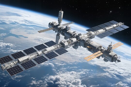 spy space satellite is floating in low earth orbit concept a clear detailed camera concept un peque&ntilde;o sat&eacute;lite esp&iacute;a flota en &oacute;rbita terrestre baja con un claro concepto de c&aacute;mara detallada