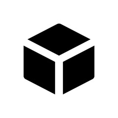 An isometric black cube with white edges and rounded corners, isolated on a white background illustration