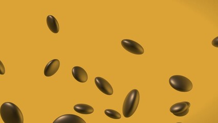 Dark brown ovals falling on a golden background