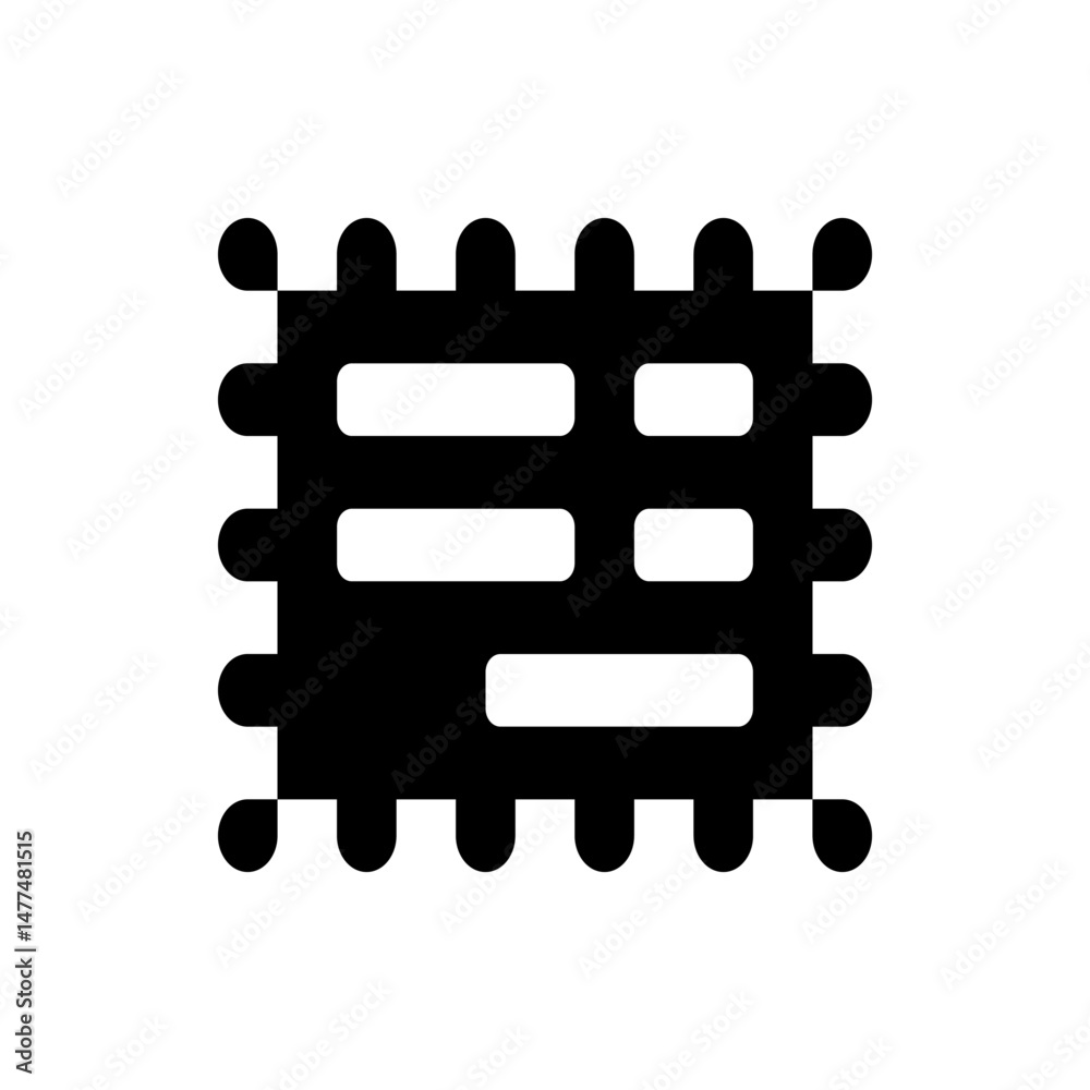 Poster black horizontal bars with rounded edges and white rectangular gaps creating a grid like structure