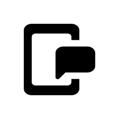 Black outline of a smartphone with a message bubble indicating a new notification on the screen view